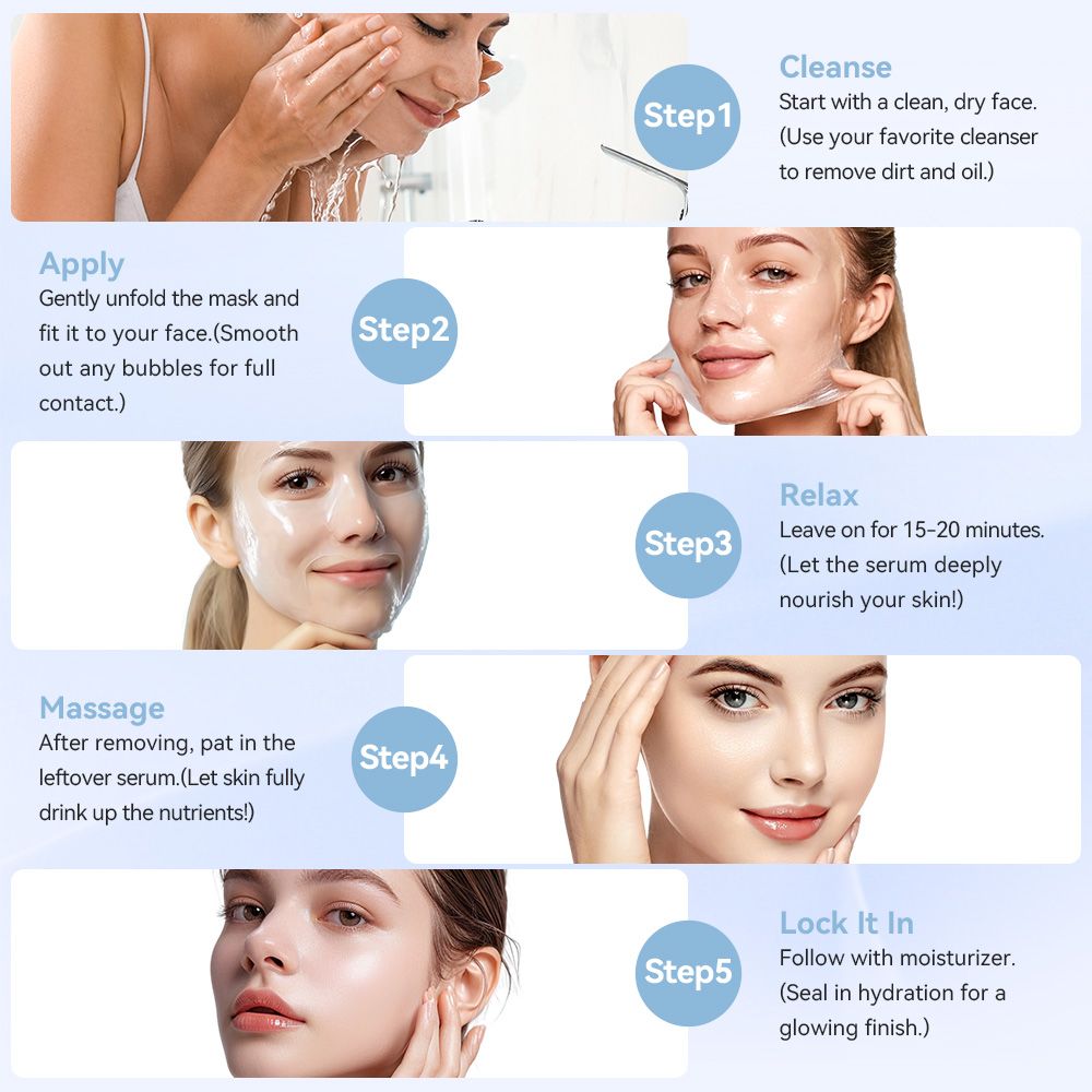 5 SHEETS/BOX Deep Collagen Anti Wrinkle Lifting Mask Pink to Transparent Collagen Mask Skincare Facial Masks for Women Skin Care Deep Hydration Daily Care 7DAY'S