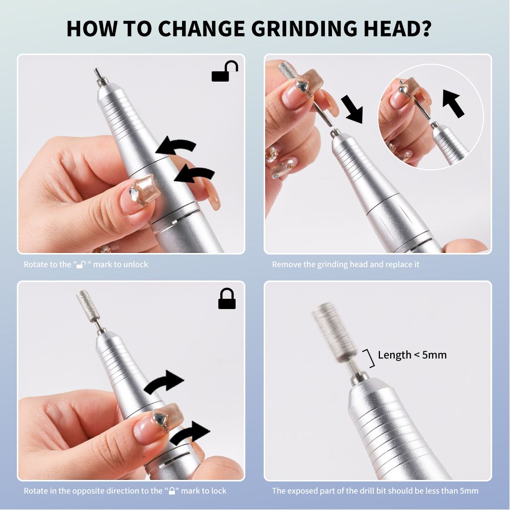 45000RPM Rechargeable Electric Nail Drill Machine Professional Nail Drills for Gel Nails Polish Portable Nail File Manicure Tool 7DAY'S