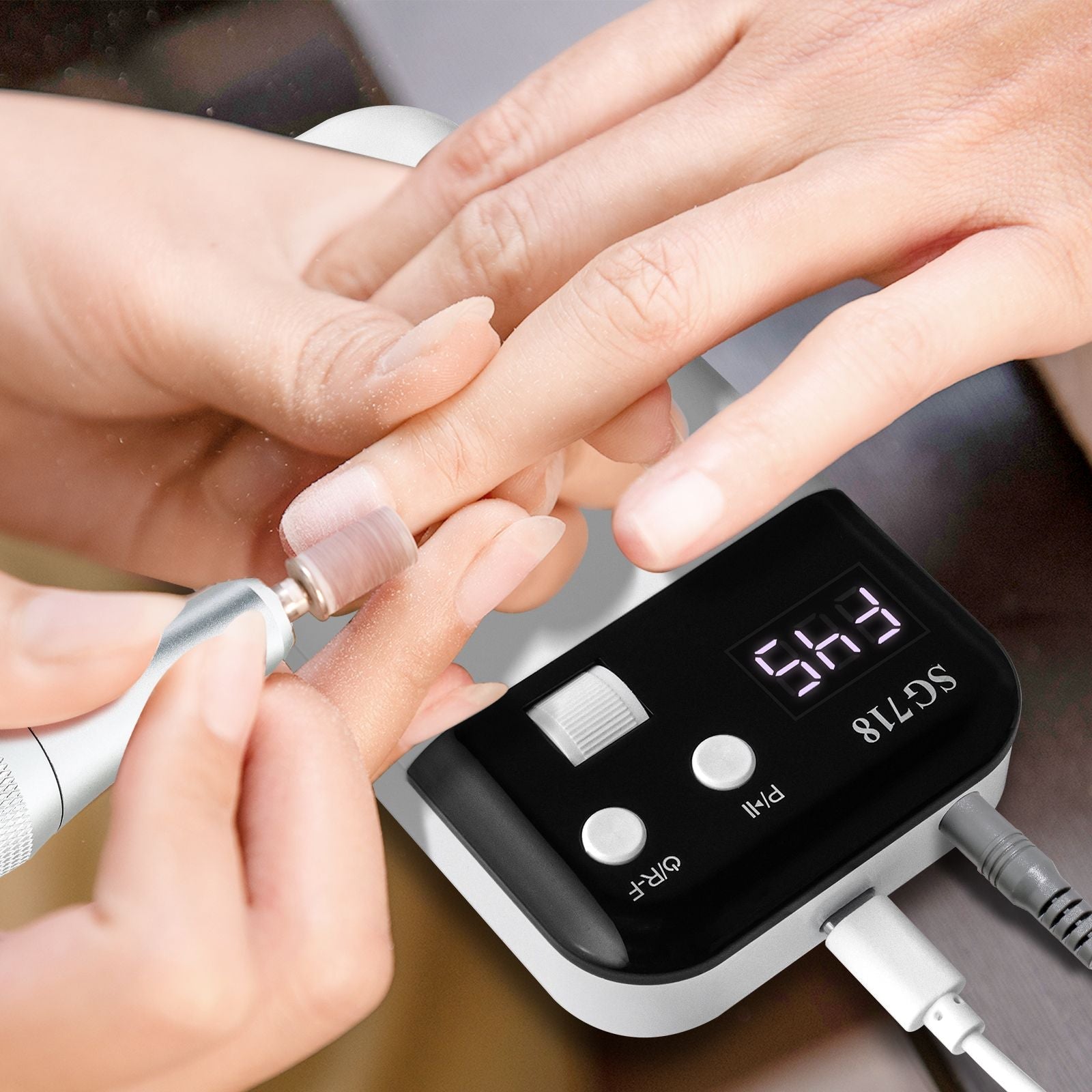 Nail Drill, Portable Electric Nail File 45000RPM, Rechargeable Nail Drill Professional with Bits & Base, for Acrylic Gel Nails, E-File Machine, Manicure Polishing, for Salon Home 7DAY'S