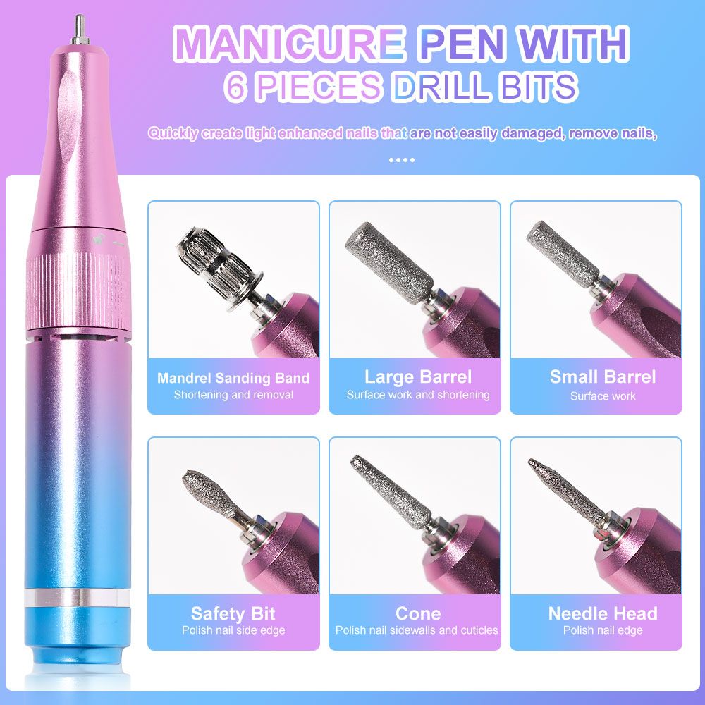 40000RPM Nail Drill Machine Electric Portable Nail File Rechargeable Nail Sander for Gel Nails Polishing For Home Manicure Salon 7DAY'S