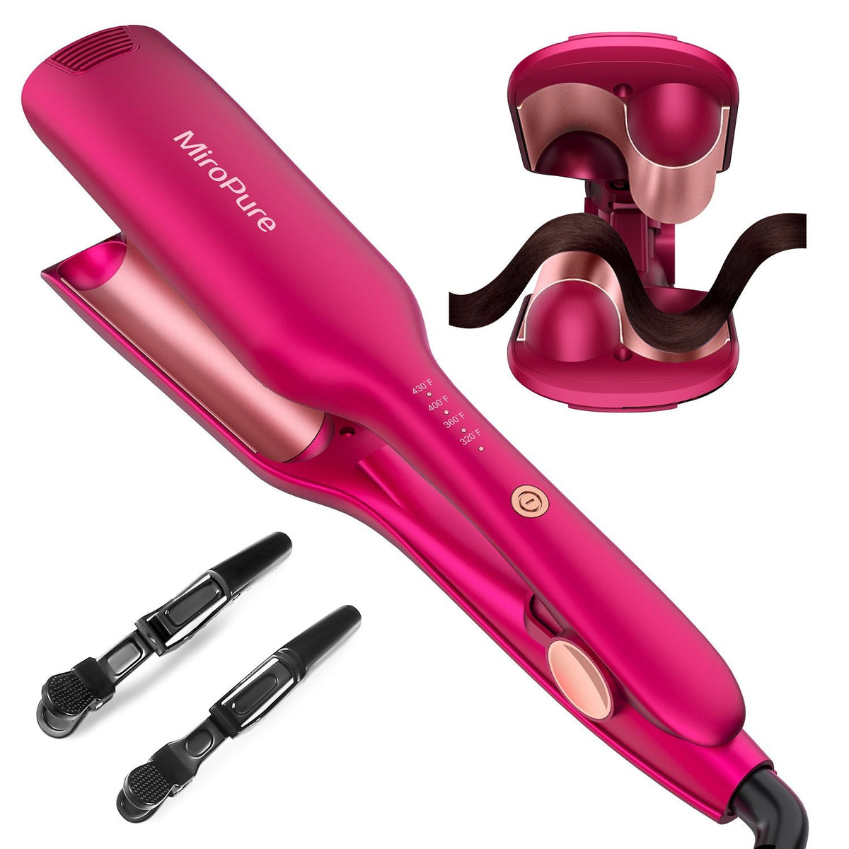 Hair Waver Iron Wand Hair Crimper Hair Waver Barrel Curling Iron 1 Inch PTC Heater Auto Shut-Off Adjustable Easy Shap Long Lasting Heat Dual Voltage Uncle LOL