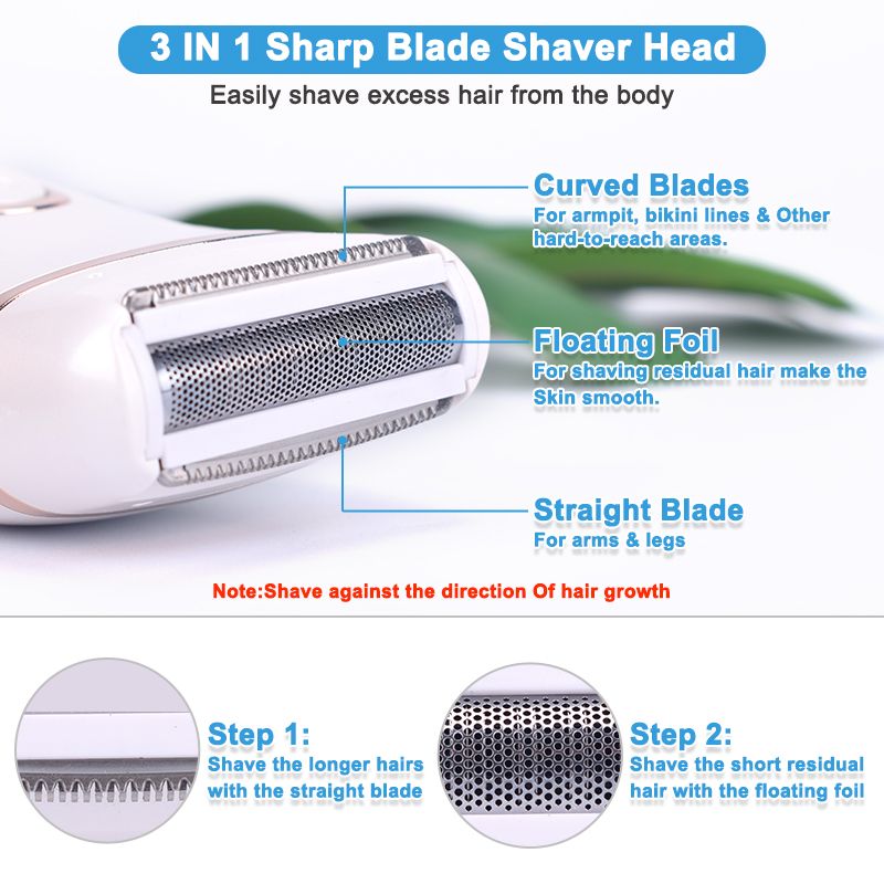 Electric Razor Painless Lady Shaver For Women Razor Shaver Hair Removal Trimmer For Legs Underarm Waterproof LCD USB Charging 7DAY'S