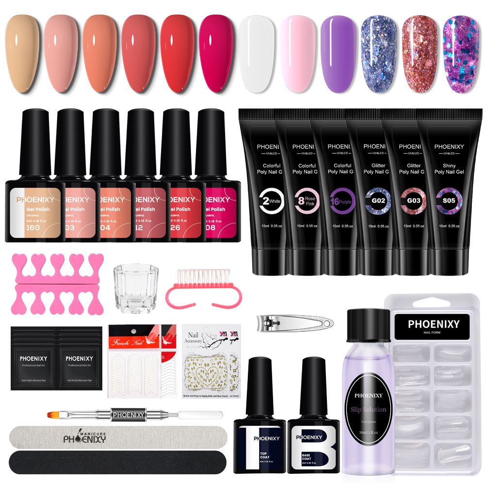 Manicure Set Poly Extension Nail Kit Gel Nails Complete Kit Gel For Extension Semi Permanent UV Varnish Kit Nail Tools Sets 7DAY'S