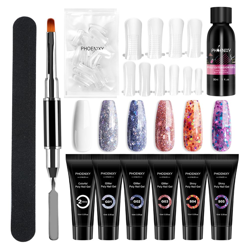 Manicure Set Poly Extension Nail Kit Gel Nails Complete Kit Gel For Extension Semi Permanent UV Varnish Kit Nail Tools Sets 7DAY'S