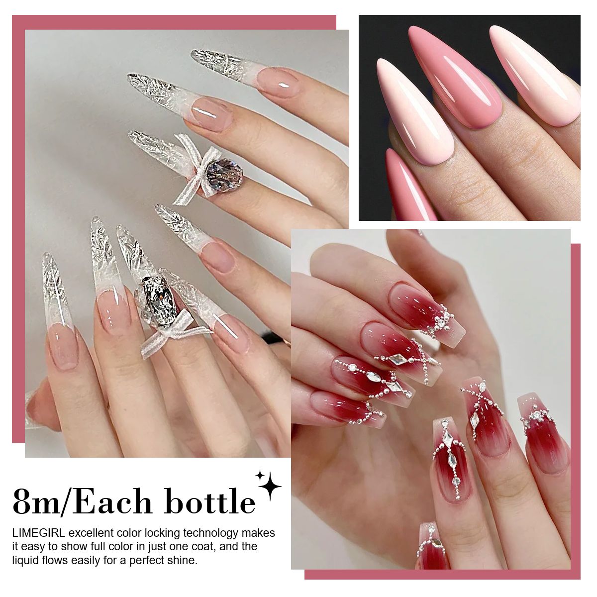 Limegirl Gel Nail Polish Set Gel Polish with Base Top Matte Top Coat Semi-permanent gel nail polish set All Season Manicure Tools Kit Nail Art Salon 7DAY'S