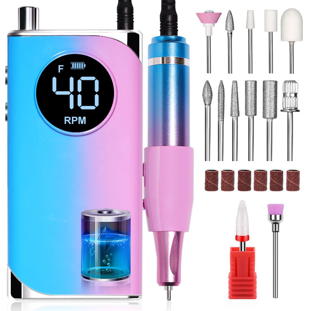 40000RPM Nail Drill Machine Electric Portable Nail File Rechargeable Nail Sander for Gel Nails Polishing For Home Manicure Salon 7DAY'S