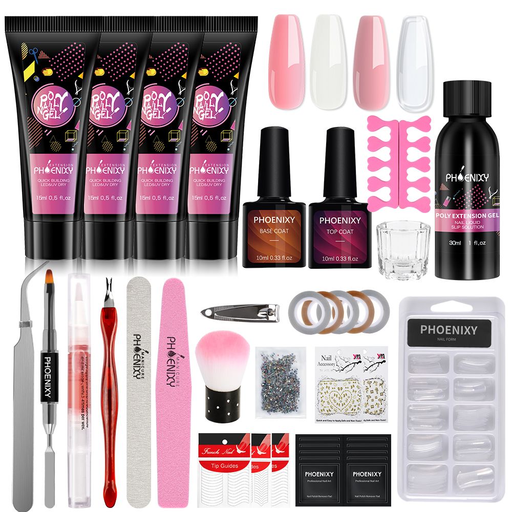 Manicure Set Poly Extension Nail Kit Gel Nails Complete Kit Gel For Extension Semi Permanent UV Varnish Kit Nail Tools Sets 7DAY'S