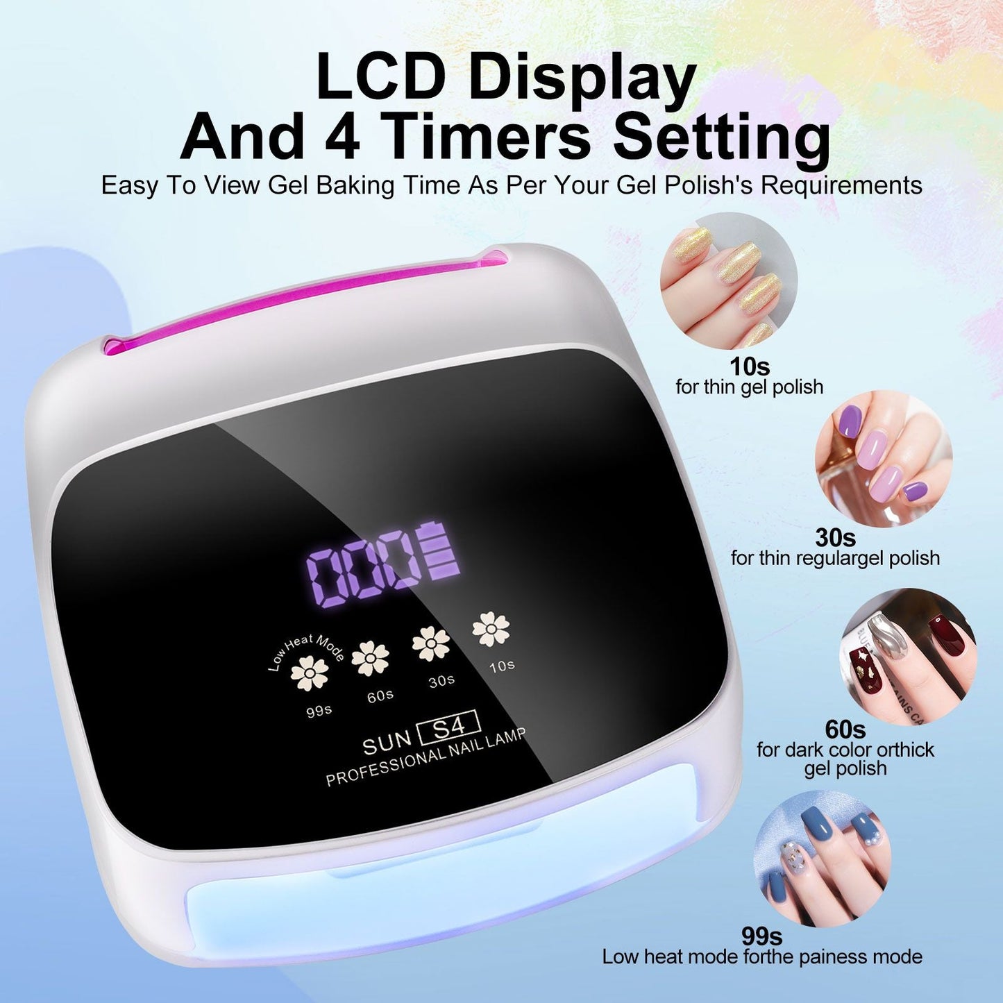 Professional Rechargeable UV LED 66LED Nail Lamp Cordless UV Light for Gel Nail Machine with Removable Bottom 4 Timer SettingNail Tool 7DAY'S