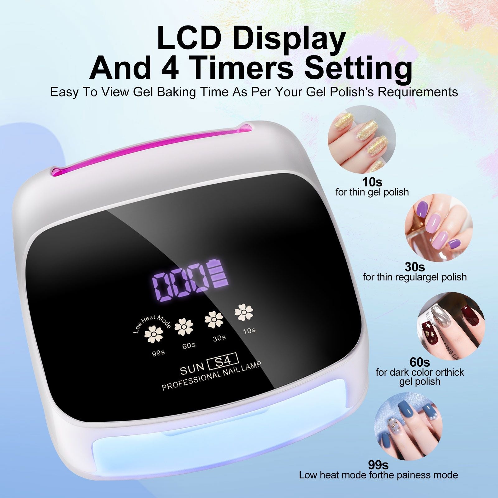 Professional Rechargeable UV LED 66LED Nail Lamp Cordless UV Light for Gel Nail Machine with Removable Bottom 4 Timer SettingNail Tool 7DAY'S