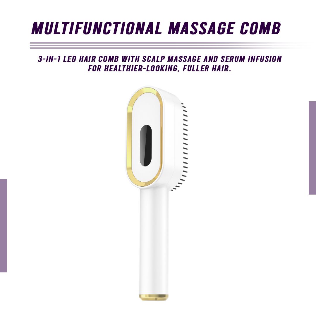 Multi-Functional 3-in-1 Scalp Massager & Hair Oil Applicator Brush | Cordless Electric Red & Blue Light Therapy Comb | Rechargeable & Portable Head Massager for Hair Growth & Relaxation (White) Uncle LOL