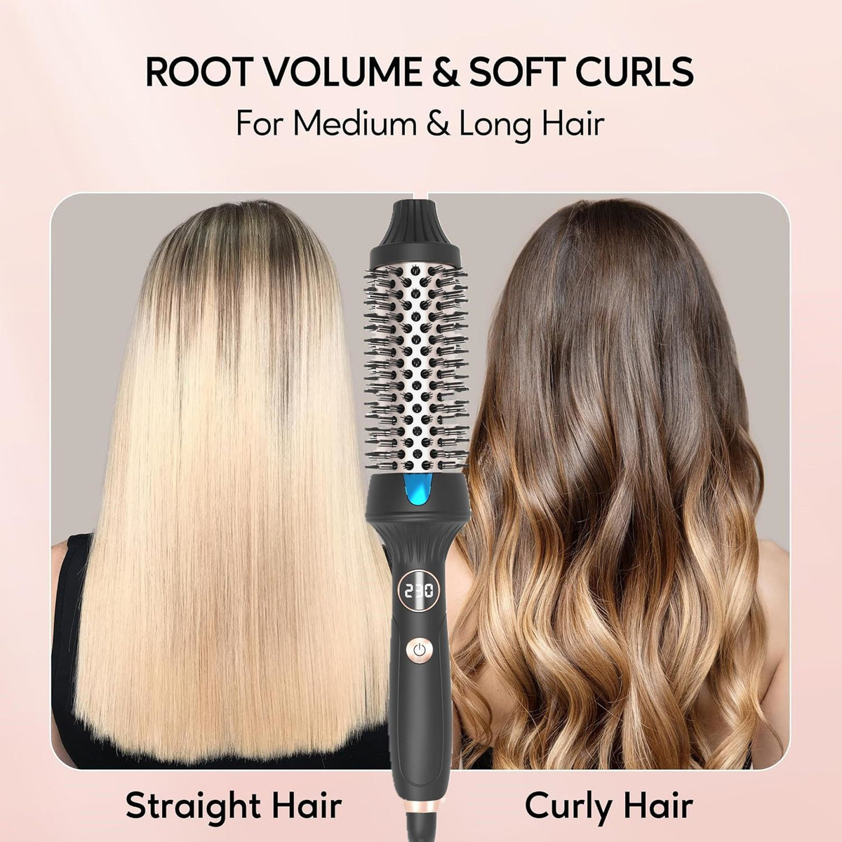 Heated Round Brush 1.5 Inch Thermal Brush Hair Curling Iron Comb Ceramic Tourmaline Ionic Hair Curler Digital Display Curling Wand Double PTC Staightener Curlers Uncle LOL
