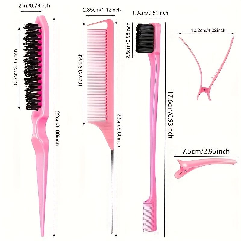 12 pieces Salon-Grade Nylon Teasing Brush Set with Double-Sided Design and Duckbill Clips for Smooth and Controlled Hair Styling Uncle LOL
