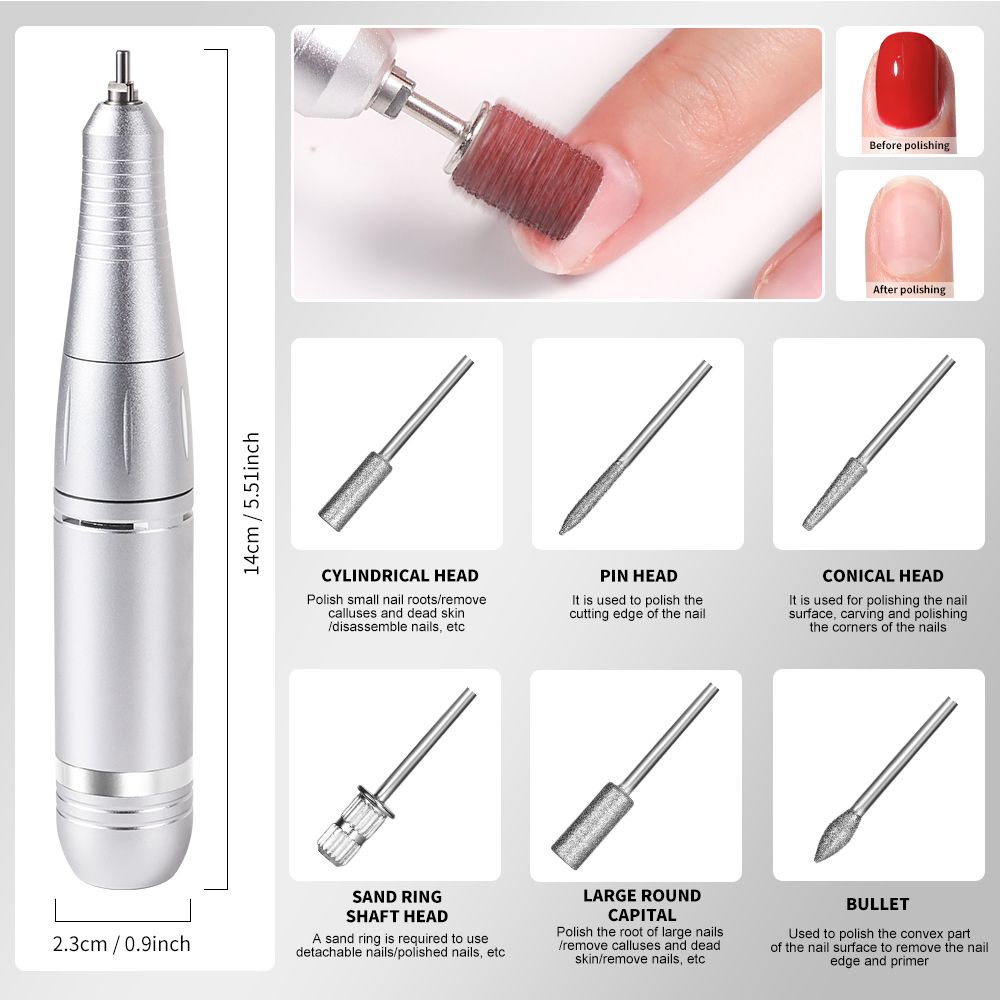 45000RPM Rechargeable Electric Nail Drill Machine Professional Nail Drills for Gel Nails Polish Portable Nail File Manicure Tool 7DAY'S
