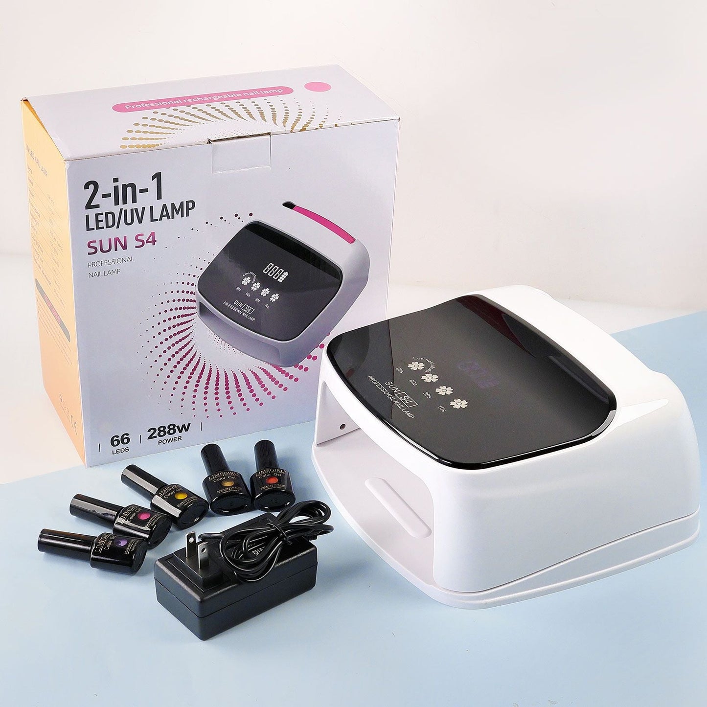 Professional Rechargeable UV LED 66LED Nail Lamp Cordless UV Light for Gel Nail Machine with Removable Bottom 4 Timer SettingNail Tool 7DAY'S
