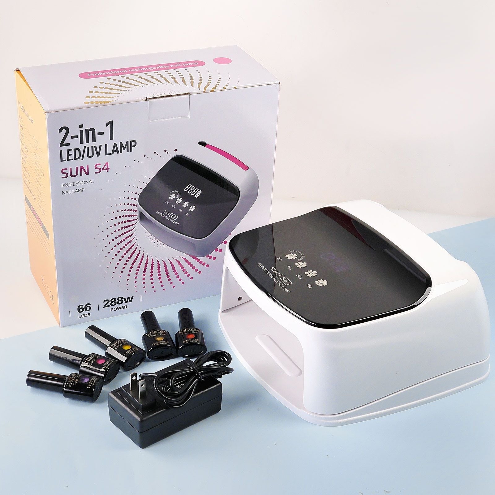 Professional Rechargeable UV LED 66LED Nail Lamp Cordless UV Light for Gel Nail Machine with Removable Bottom 4 Timer SettingNail Tool 7DAY'S