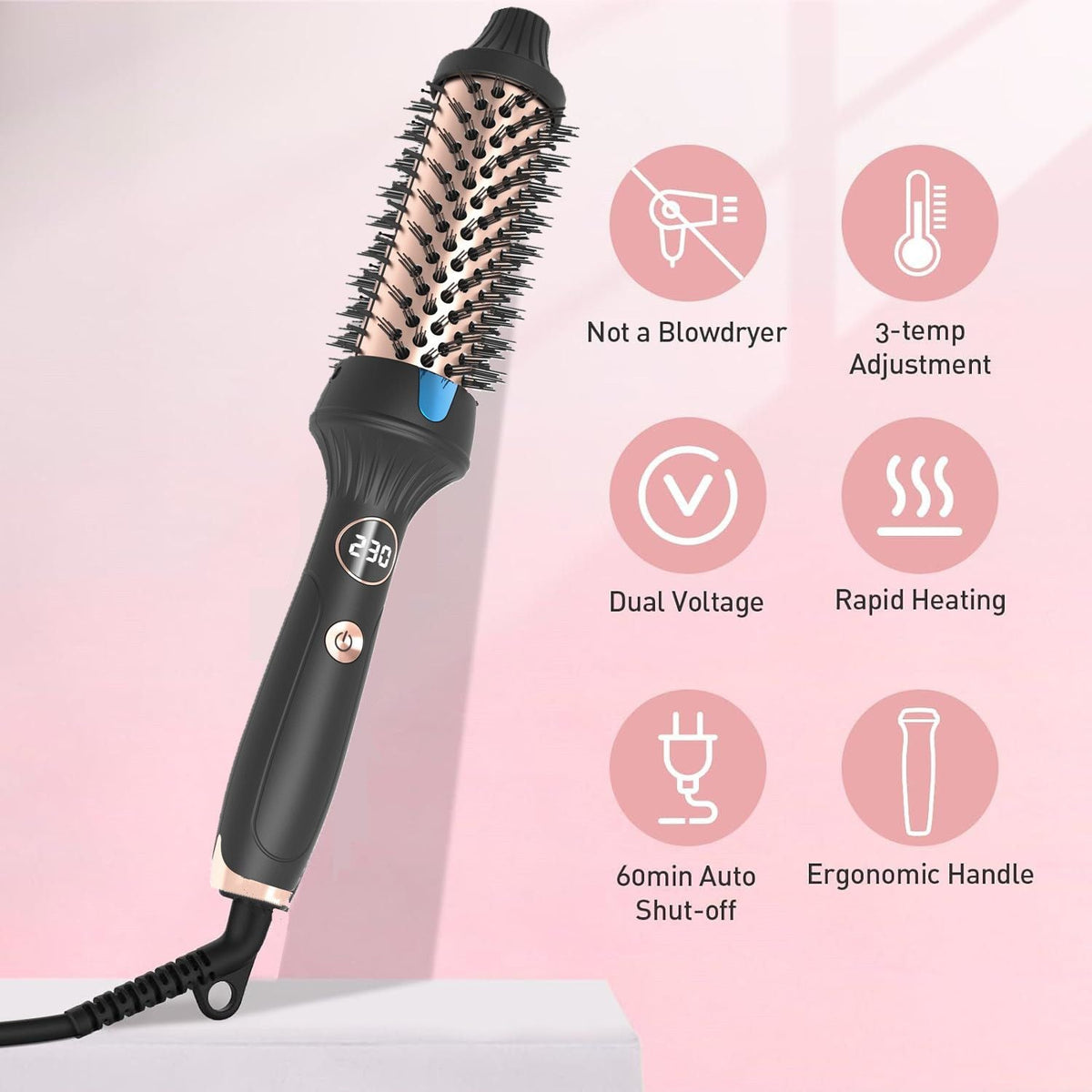 Thermal Brush Ceramic Hair Curler Comb 3 in 1 Thermal Curling Wand Double PTC Curling Brush Travel Hair Curler Combs Anti Scalding Curling Iron Ionic Hair Curler Straightener Uncle LOL