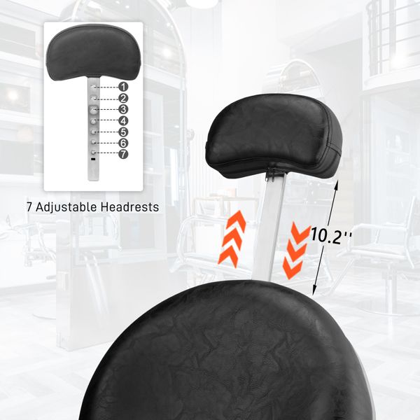 PVC leather, silver plated aluminum alloy frame, extra large pump disc with towel rack, square seat cushion without buttons, reclining hair salon chair 150kg silver 7DAY'S