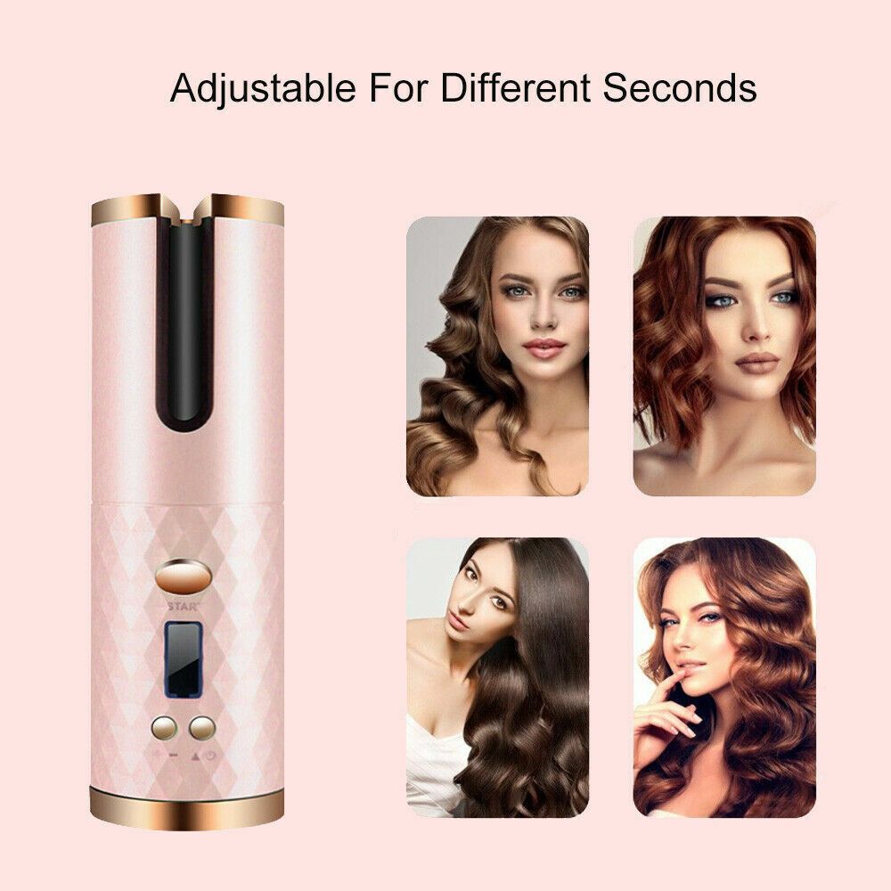 Hair Curler LCD Cordless Auto Rotating Waver Curling Iron Ceramic Wireless USA Uncle LOL