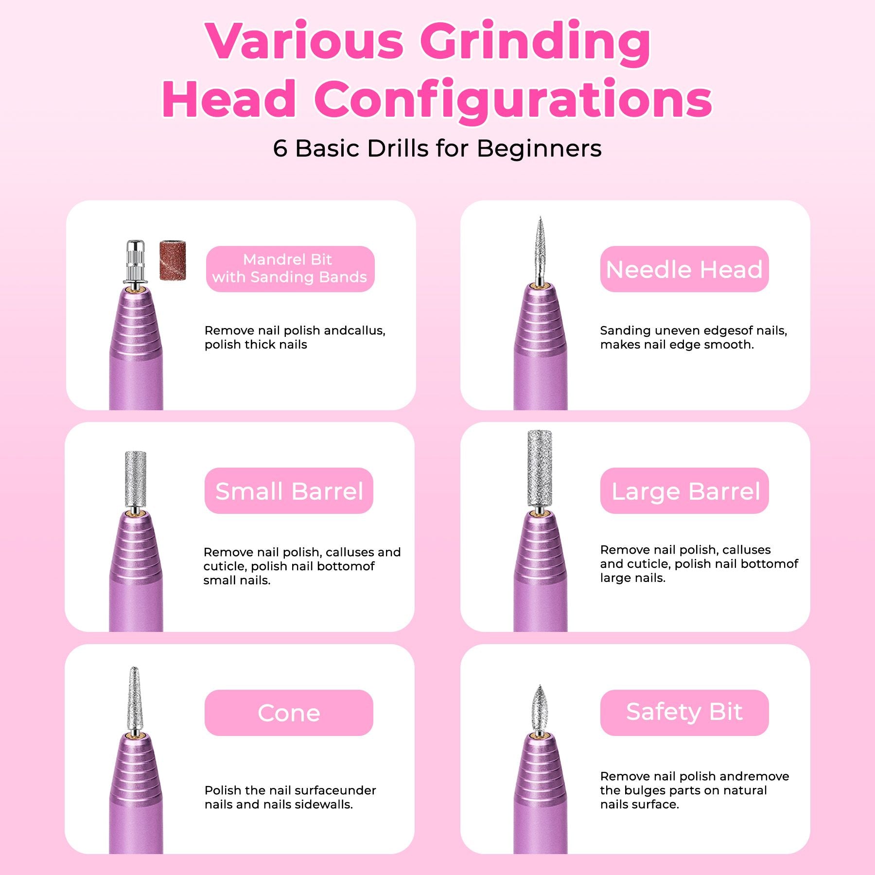 Portable Electric Nail Drill, Professional Nail File Kit for Acrylic, Gel Nails, Manicure Pedicure with Nail Drill Bits Sanding Bands Rose gold 7DAY'S
