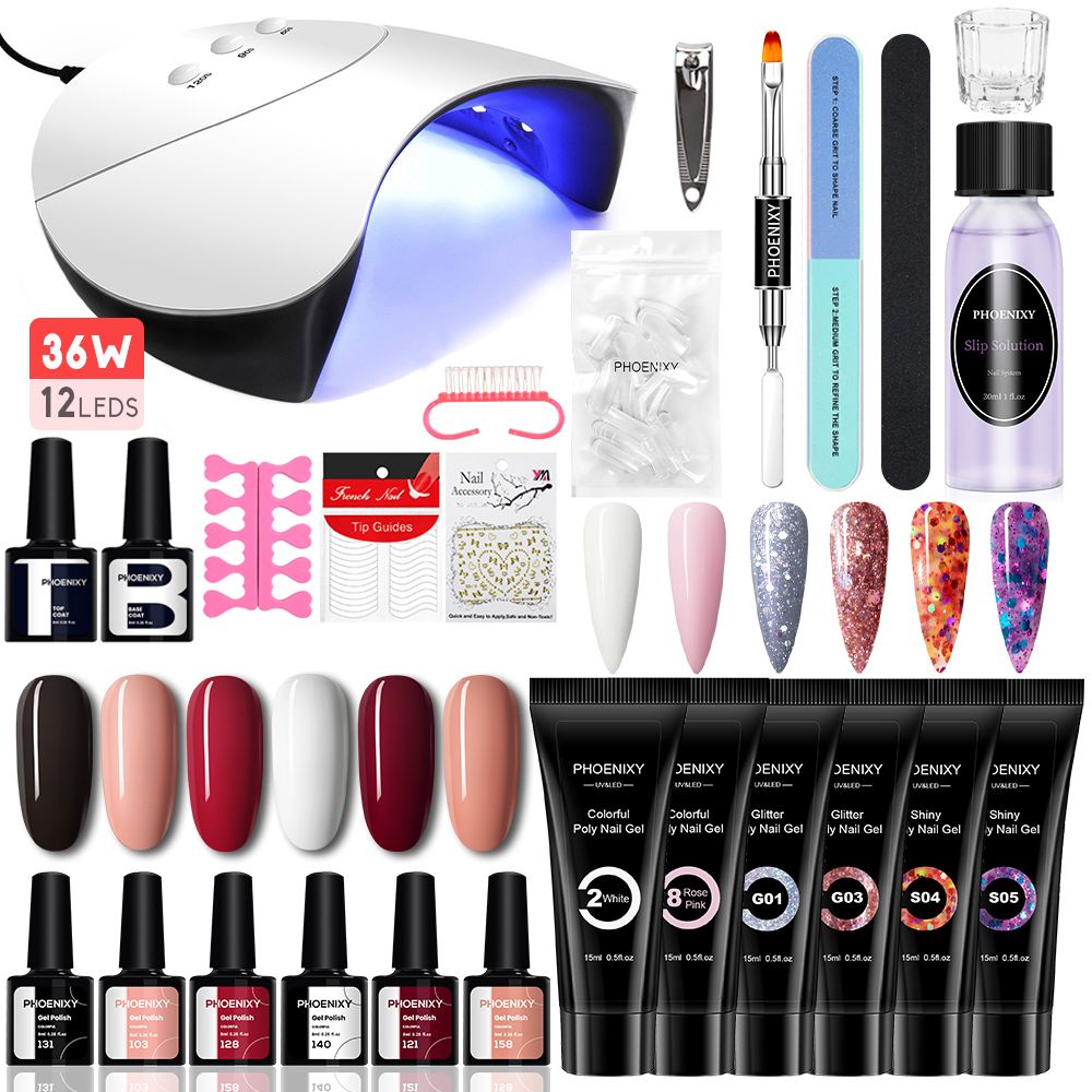 Manicure Set Poly Extension Nail Kit Gel Nails Complete Kit Gel For Extension Semi Permanent UV Varnish Kit Nail Tools Sets 7DAY'S