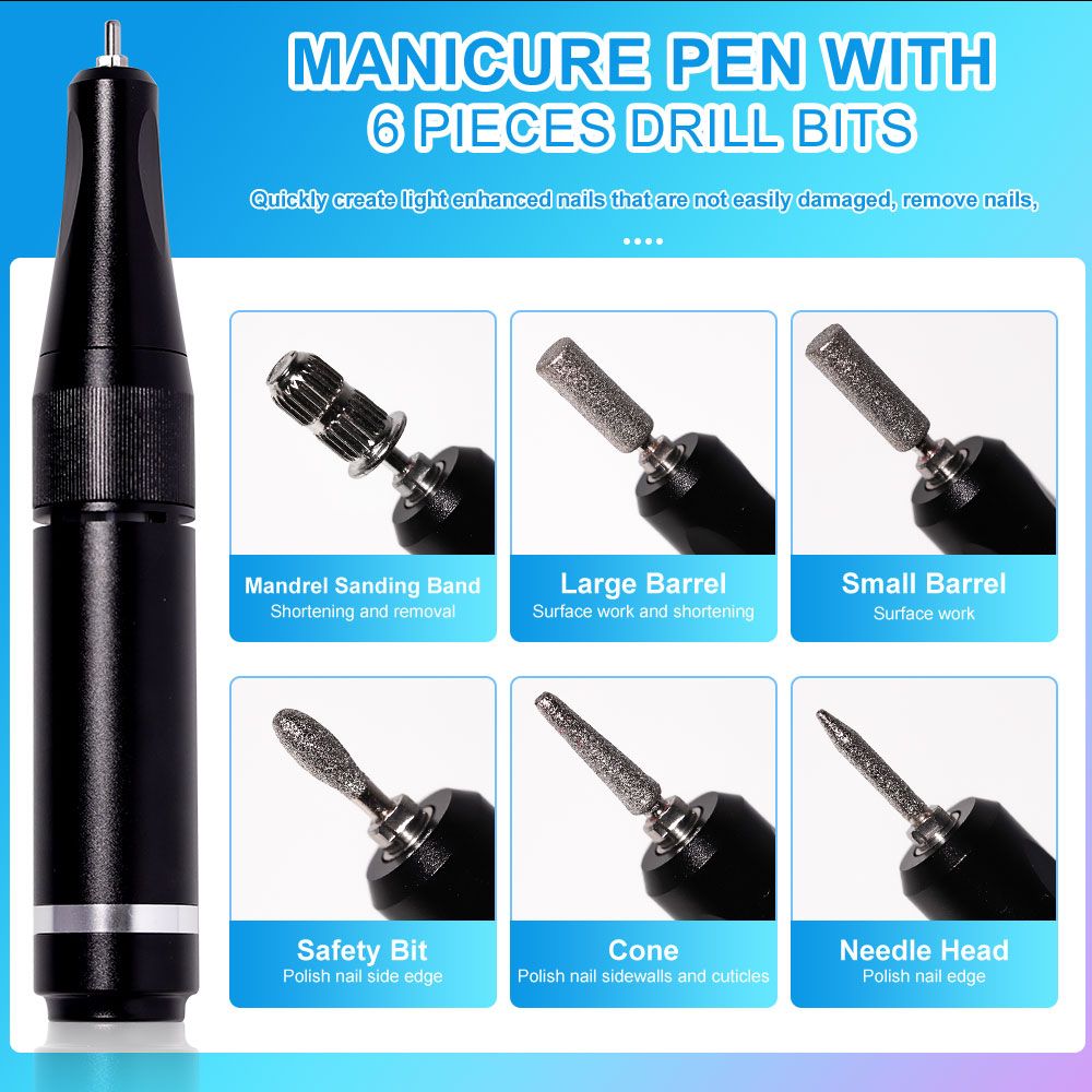 40000RPM Nail Drill Machine Electric Portable Nail File Rechargeable Nail Sander for Gel Nails Polishing For Home Manicure Salon 7DAY'S