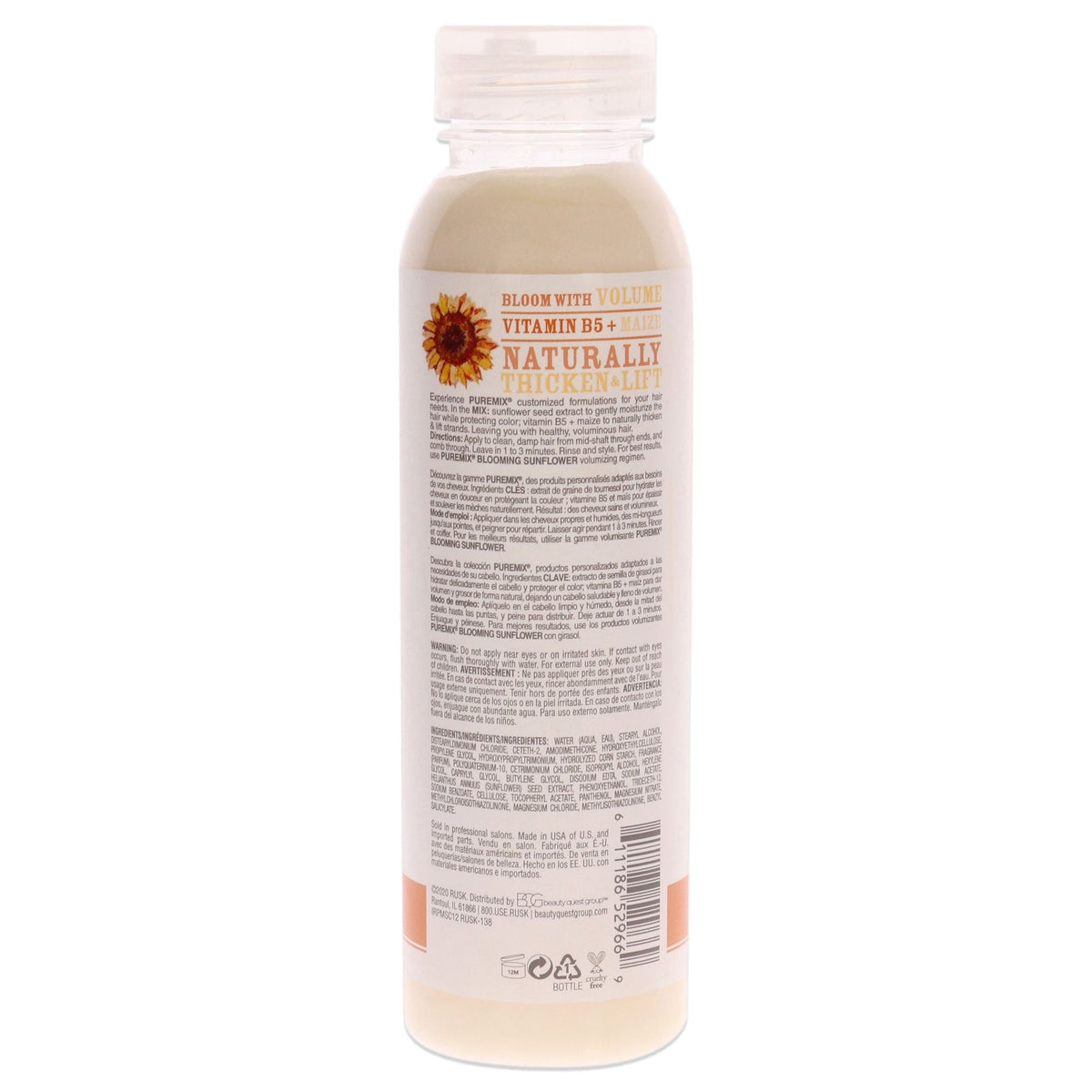 Puremix Blooming Sunflower Volumizing Conditioner - Fine Hair by Rusk for Unisex - 12 oz Conditioner EasyOptionXY