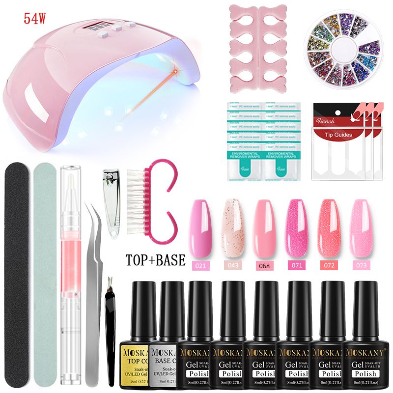 MOSKANY Professional Nail Set Nail Gel Kit With 120W/54W UV Nail Lamp And Nail Drill For All Drying Gel Nail Polish Manicure Set 7DAY'S