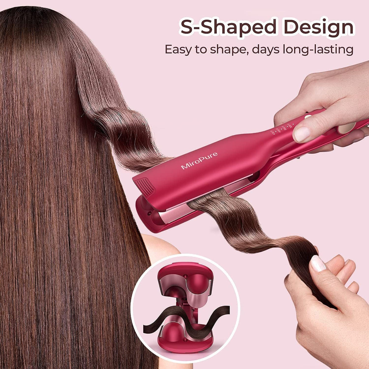 Hair Waver Iron Beach Waver Wand Hair Crimper Hair Waver Barrel Curling Iron 1 Inch PTC Heater Auto Shut-Off Adjustable Easy Shap Long Lasting Heat Dual Voltage Uncle LOL