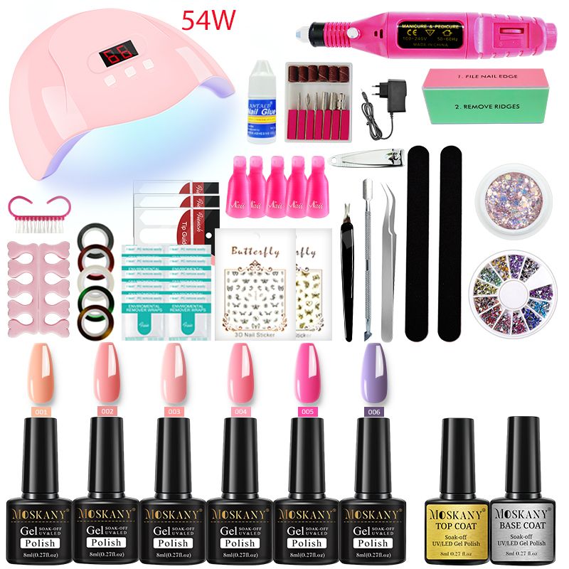 Nail Gel Kit Professional Nail Set With 120W/54W UV Nail Lamp And Nail Drill For All Drying Gel Nail Polish Manicure Set 7DAY'S