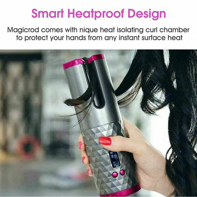 Hair Curler LCD Cordless Auto Rotating Waver Curling Iron Ceramic Wireless USA Uncle LOL