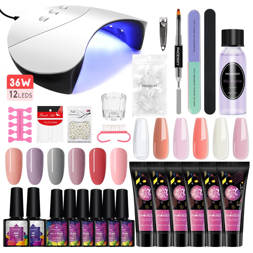 Manicure Set Poly Extension Nail Kit Gel Nails Complete Kit Gel For Extension Semi Permanent UV Varnish Kit Nail Tools Sets 7DAY'S