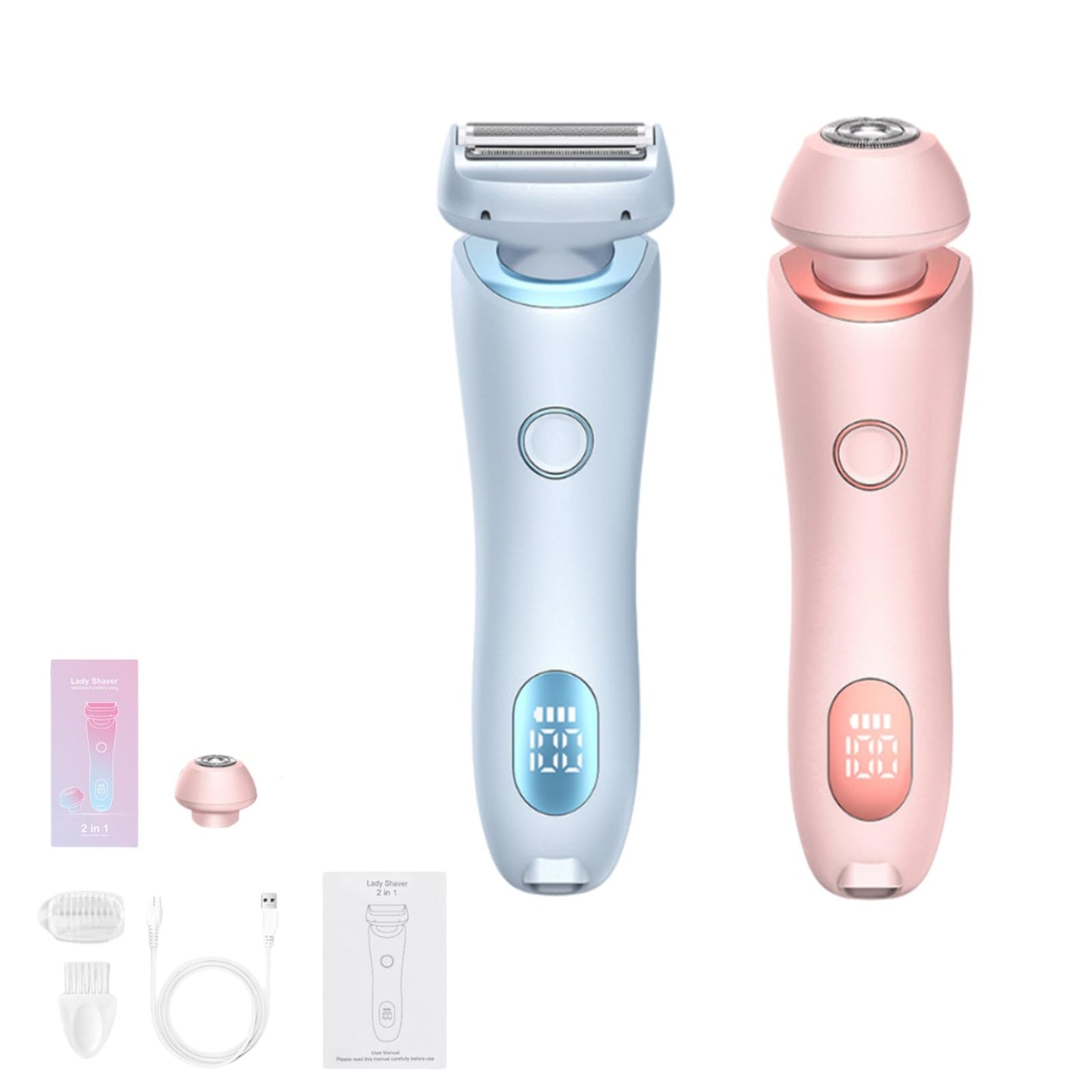 Dusk Collection Razor, Razors for Teens Girls Beginners, Smooth Shave Pro, Electrics Razors for Woman, Electric Shavers for Women, 2 in 1 Wet & Dry Electric Waterproof Razor, Removable Head (Blue) 7DAY'S
