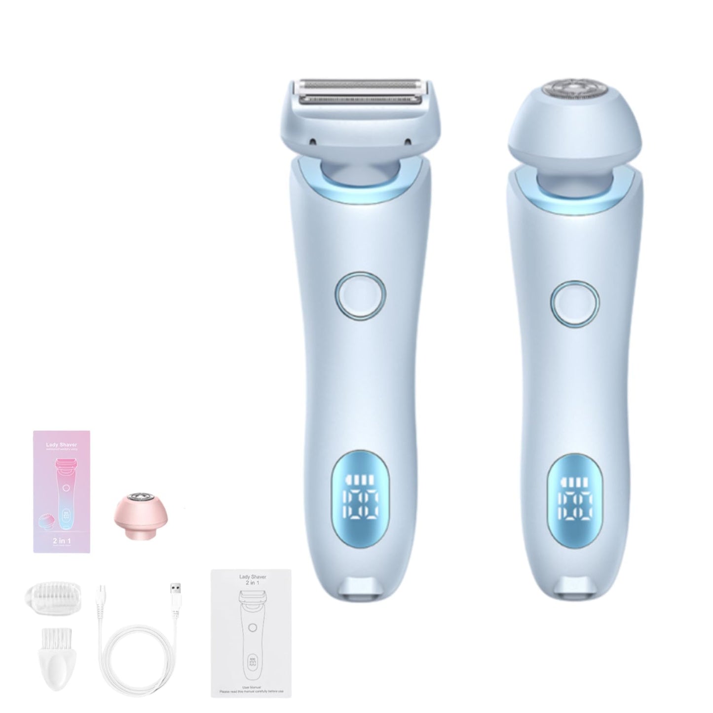 Dusk Collection Razor, Razors for Teens Girls Beginners, Smooth Shave Pro, Electrics Razors for Woman, Electric Shavers for Women, 2 in 1 Wet & Dry Electric Waterproof Razor, Removable Head (Blue) 7DAY'S