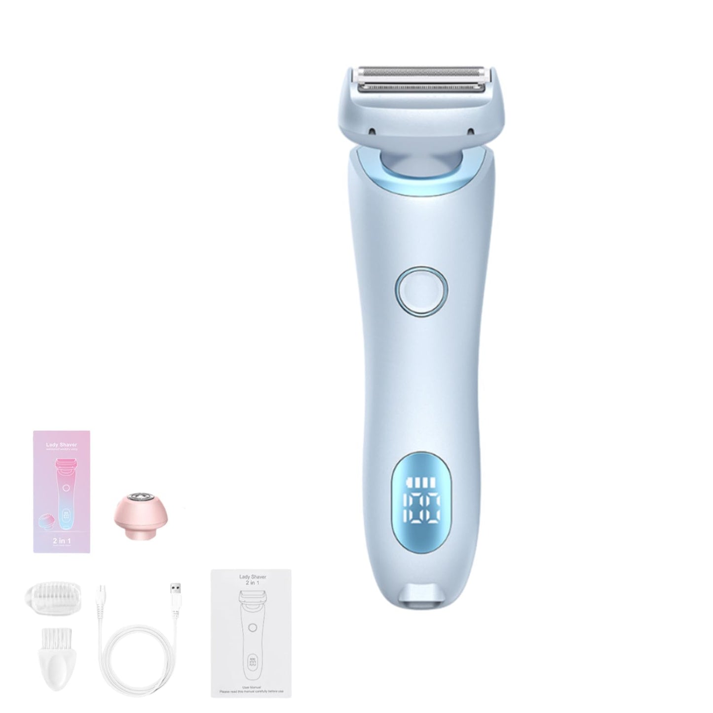 Dusk Collection Razor, Razors for Teens Girls Beginners, Smooth Shave Pro, Electrics Razors for Woman, Electric Shavers for Women, 2 in 1 Wet & Dry Electric Waterproof Razor, Removable Head (Blue) 7DAY'S