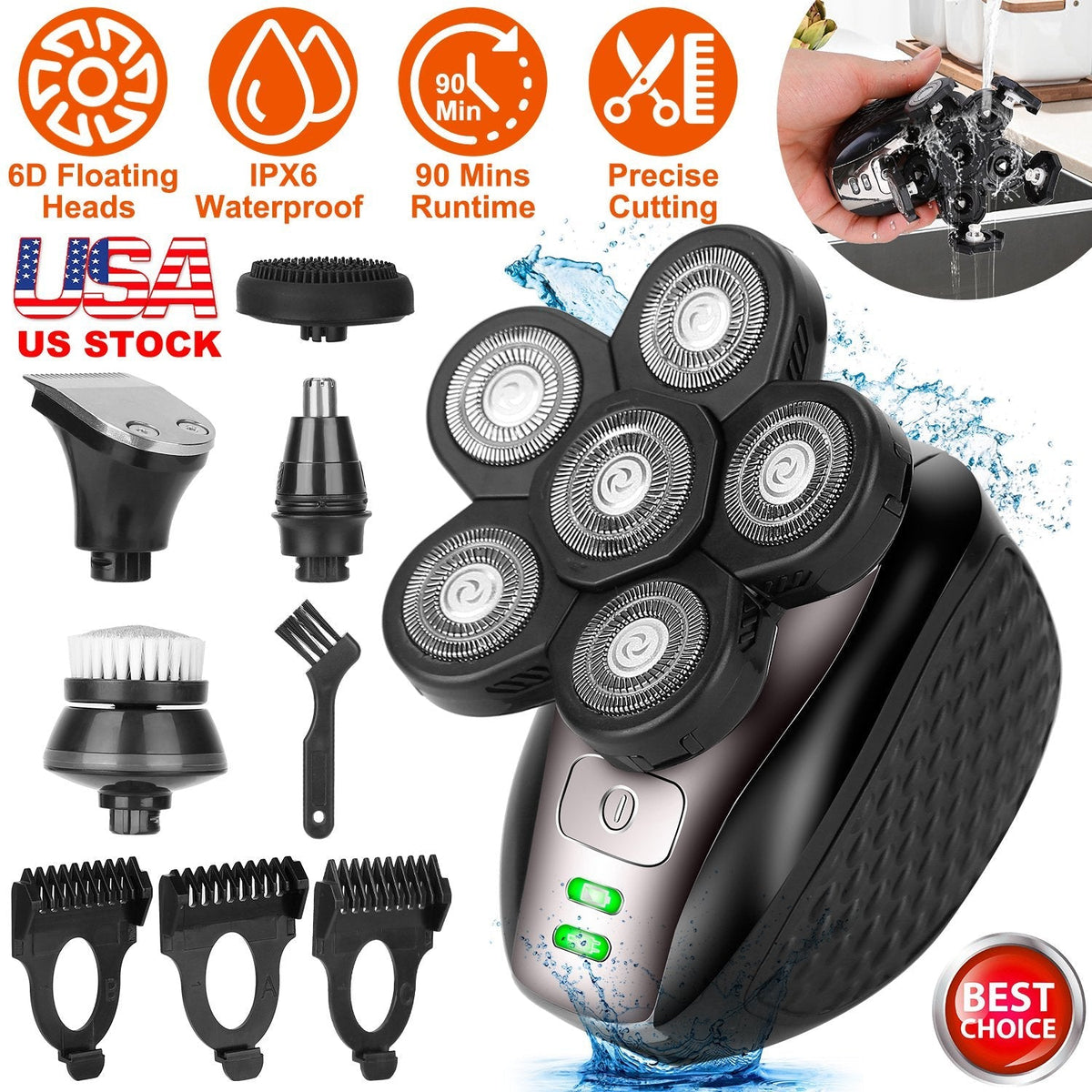5 In 1 Electric Razor For Bald Men Rechargeable Cordless Head Beard Trimmer Shaver Kit IPX6 Waterproof Dry Wet Grooming Kit with 3 Combs GBruno Store