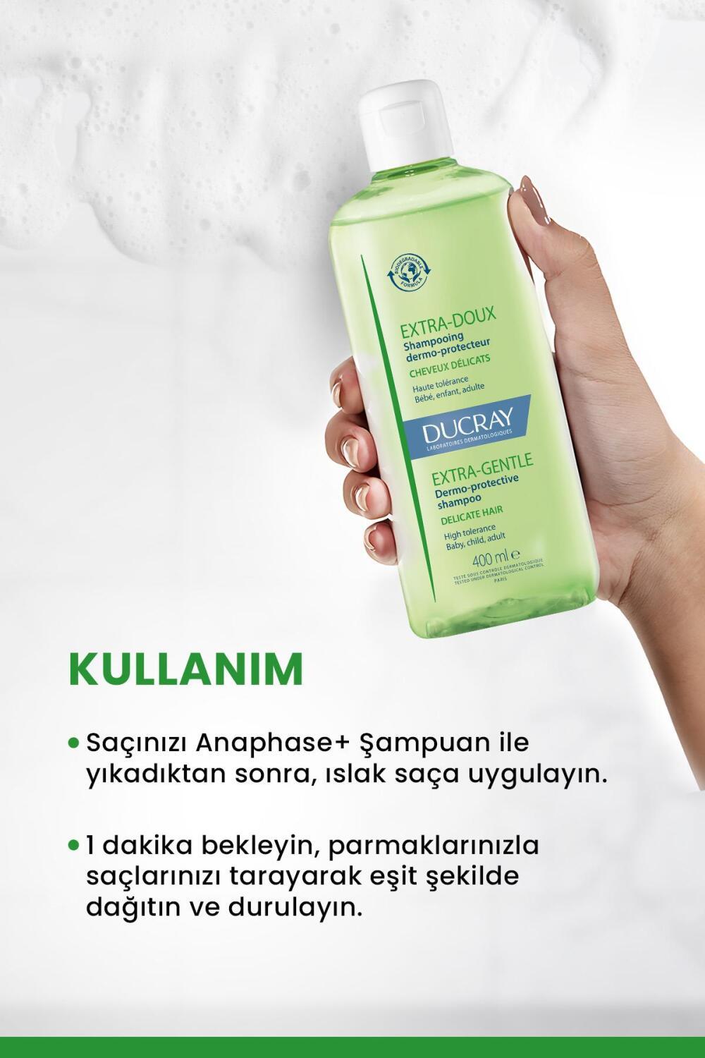 Ducray Extra Doux Gentle Shampoo for Sensitive Scalp, pH Balanced, 13.53 fl oz Beauty Care Bag
