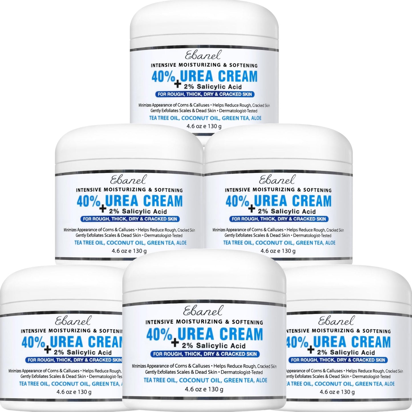 Ebanel Urea Cream 40% plus Salicylic Acid 2%, Foot Cream for Dry Cracked Heels Feet Knees Elbows Hands, Foot Dead Skin Cuticle Callus Remover Toenail Softener, Keratolytic Skin Barrier Repair