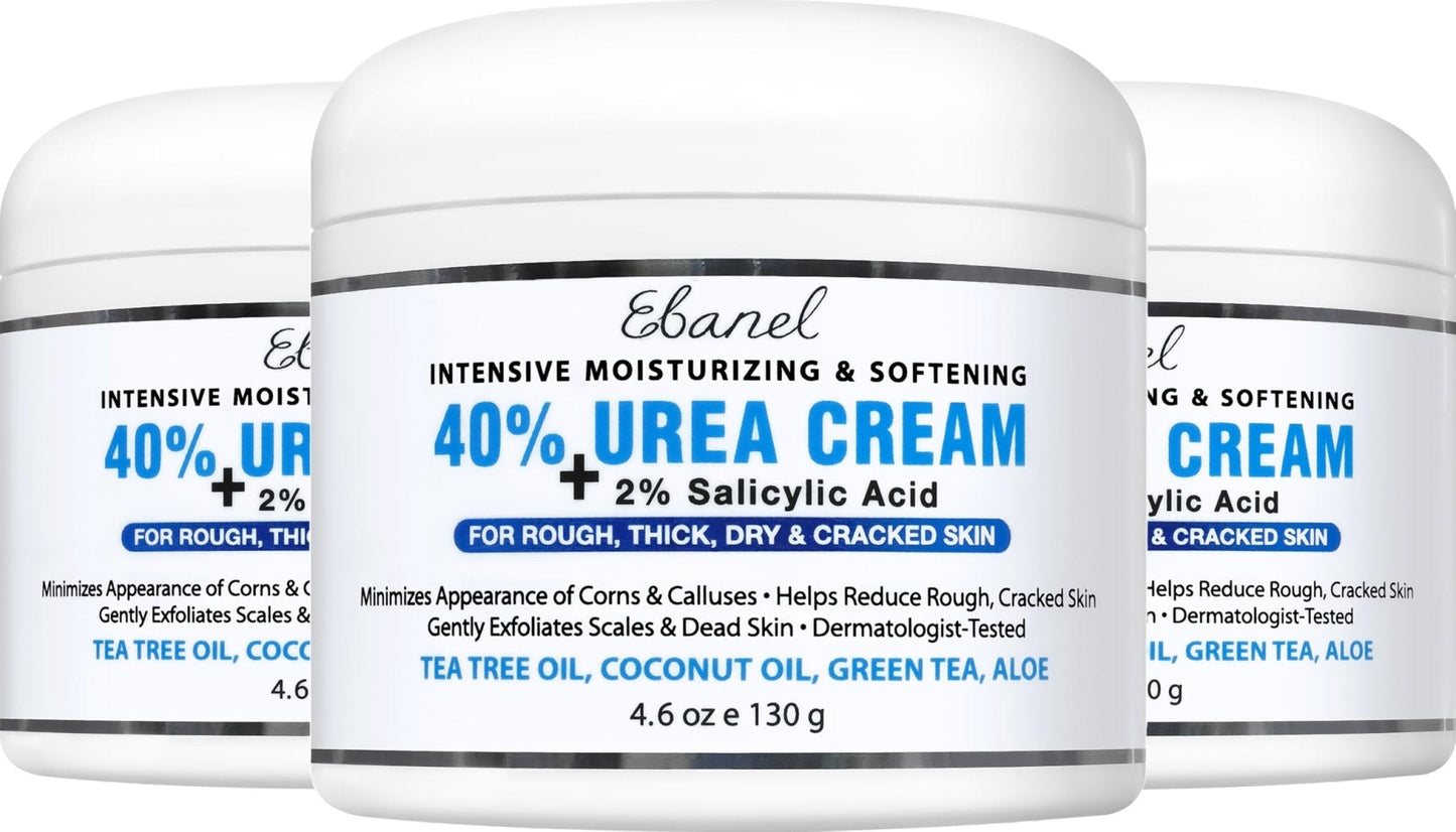 Ebanel Urea Cream 40% plus Salicylic Acid 2%, Foot Cream for Dry Cracked Heels Feet Knees Elbows Hands, Foot Dead Skin Cuticle Callus Remover Toenail Softener, Keratolytic Skin Barrier Repair