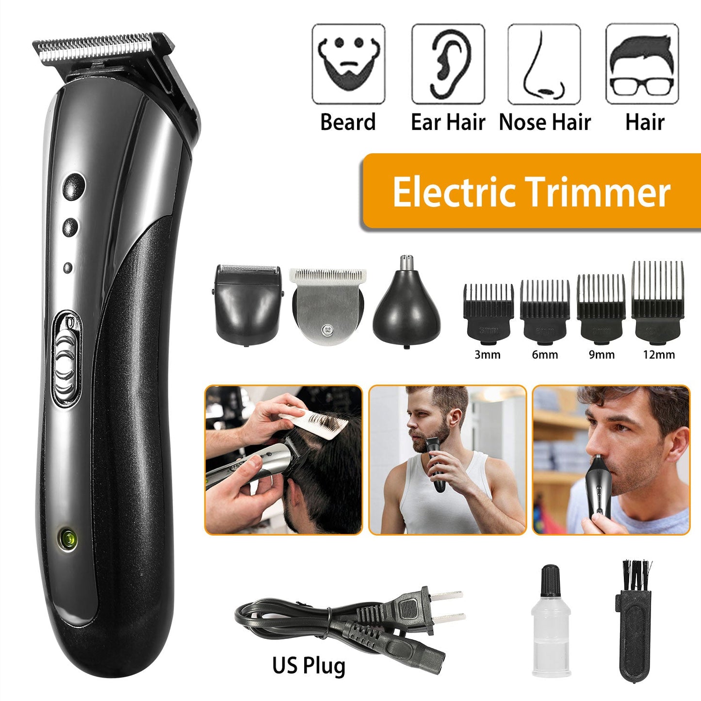 SHINON Men Electric Hair Clipper Trimmer Rechargeable Beard Shaver Razor Nose Trimmer Set GBruno Store