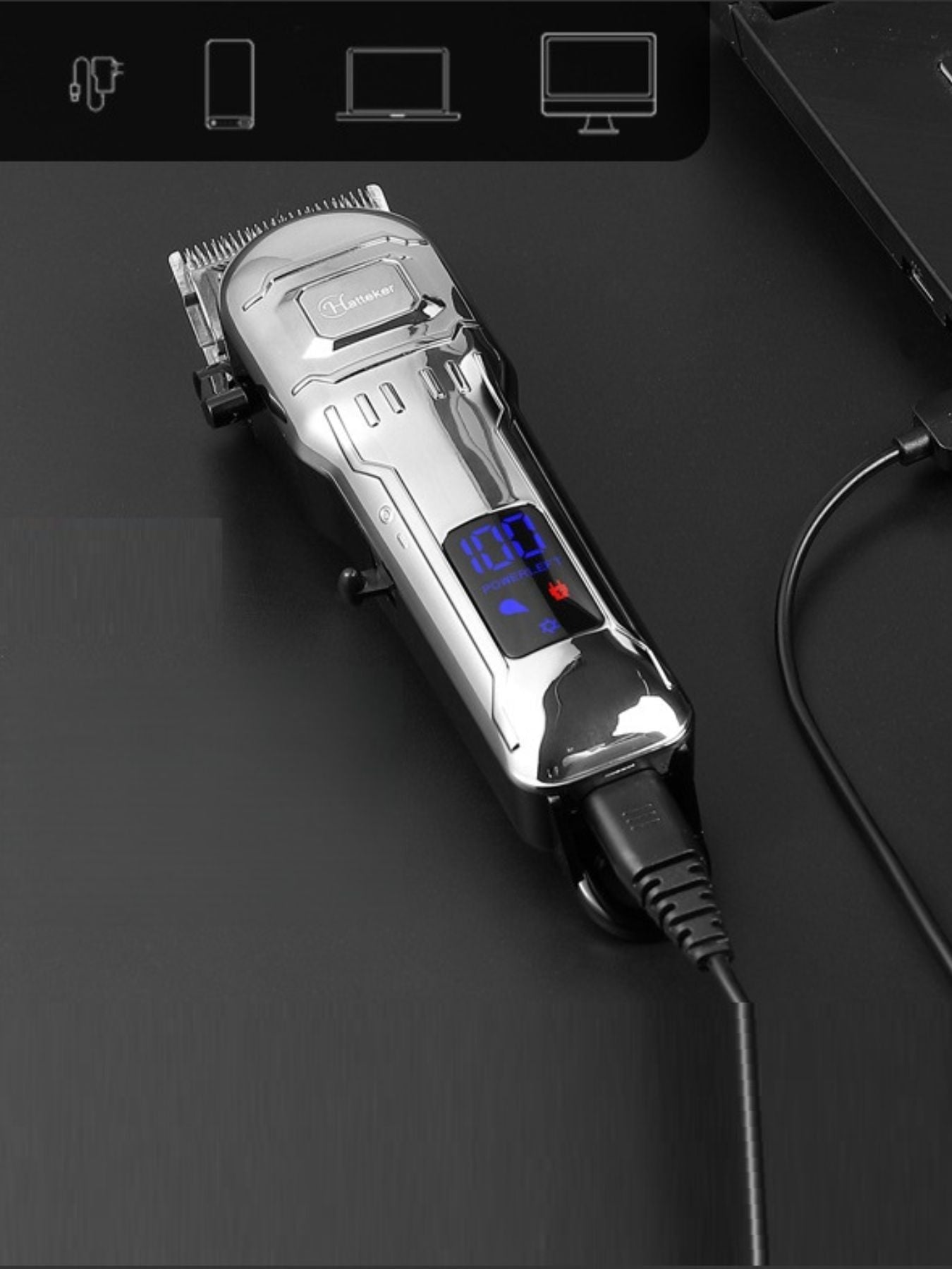 Cordless Hair Clipper with LED Display Unique Oils