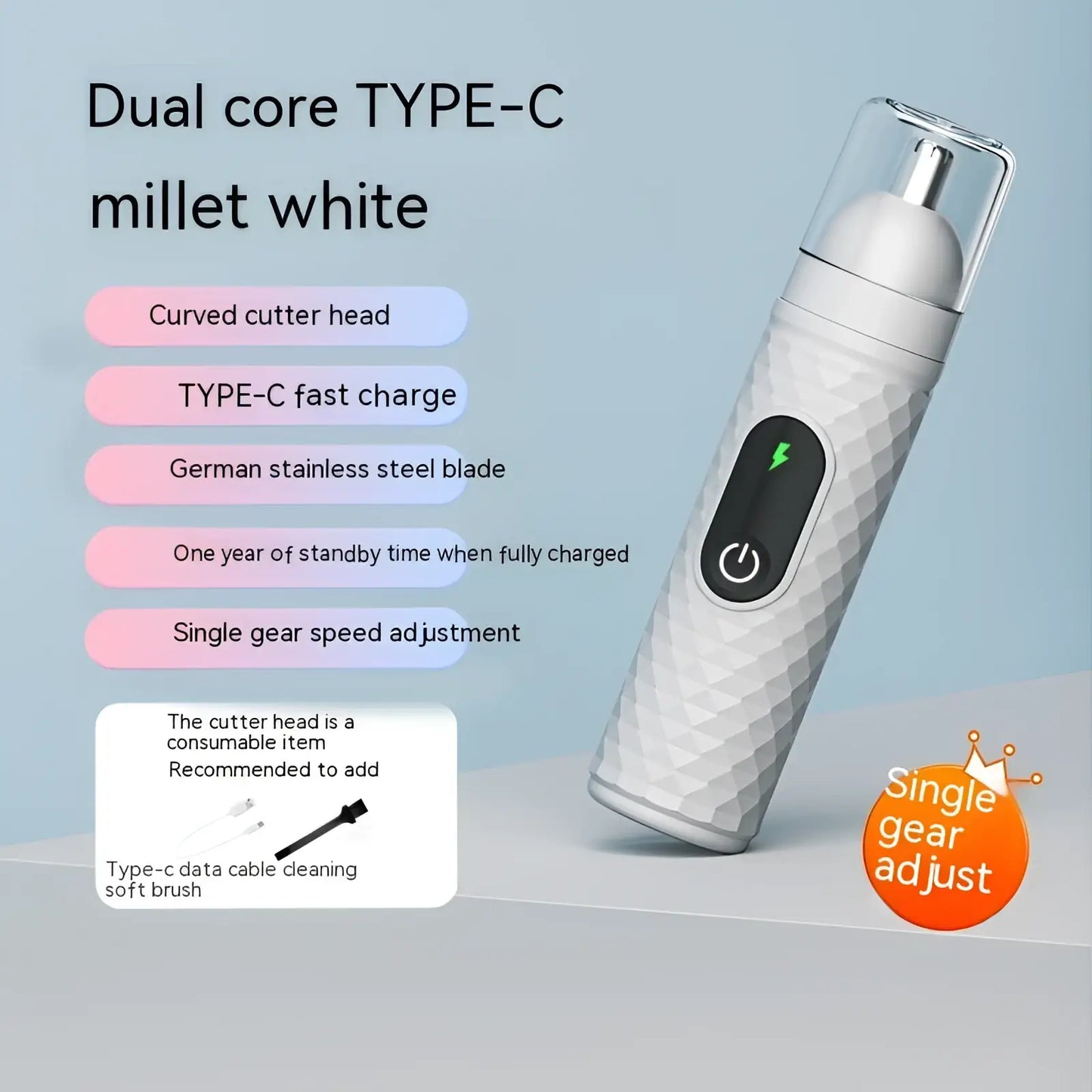 Electric Nose Hair Trimmer Rechargeable Type-c Clipper ARBA Global