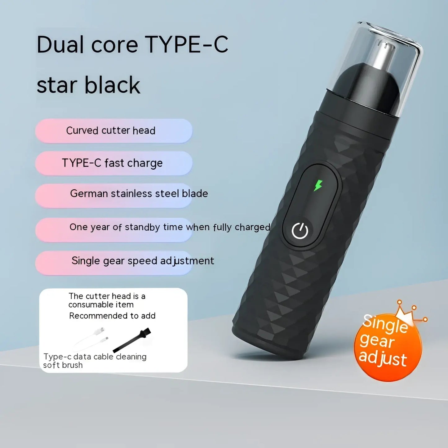 Electric Nose Hair Trimmer Rechargeable Type-c Clipper ARBA Global