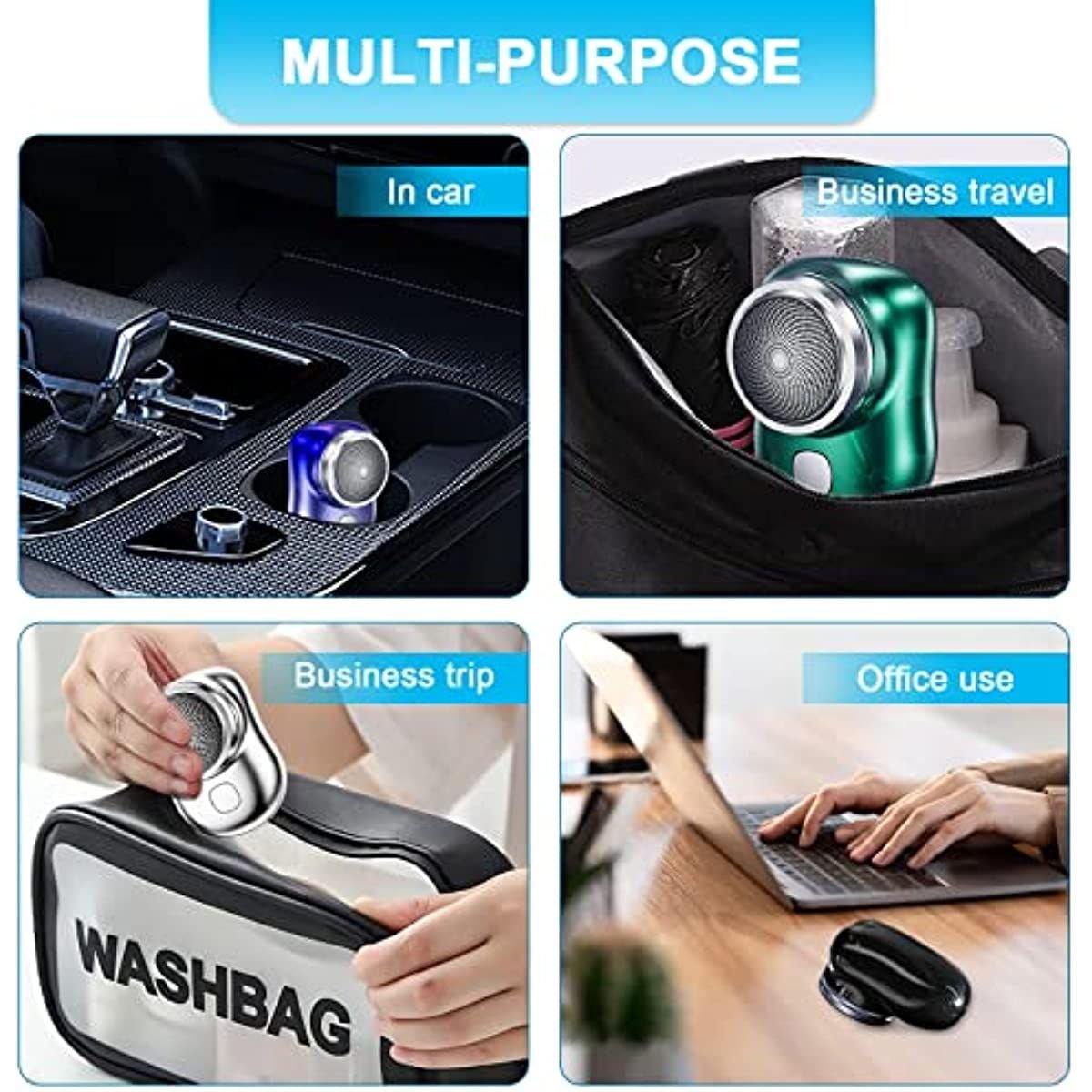 Electric Razor for Men; Mini-Shave Portable Electric Shaver; Pocket Size Portable Shaver -Wet and Dry Mens Razor USB Rechargeable Shaver Charging Easy One-Button Use for Home; Car; Travel (A-Black) 7DAY'S