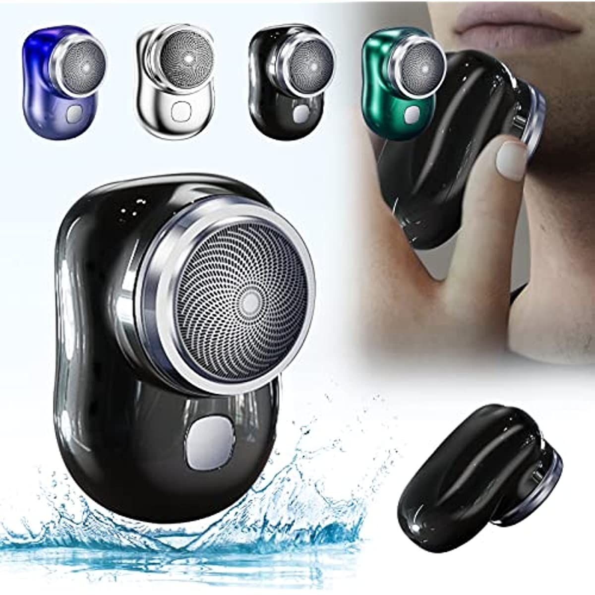 Electric Razor for Men; Mini-Shave Portable Electric Shaver; Pocket Size Portable Shaver -Wet and Dry Mens Razor USB Rechargeable Shaver Charging Easy One-Button Use for Home; Car; Travel (A-Black) 7DAY'S