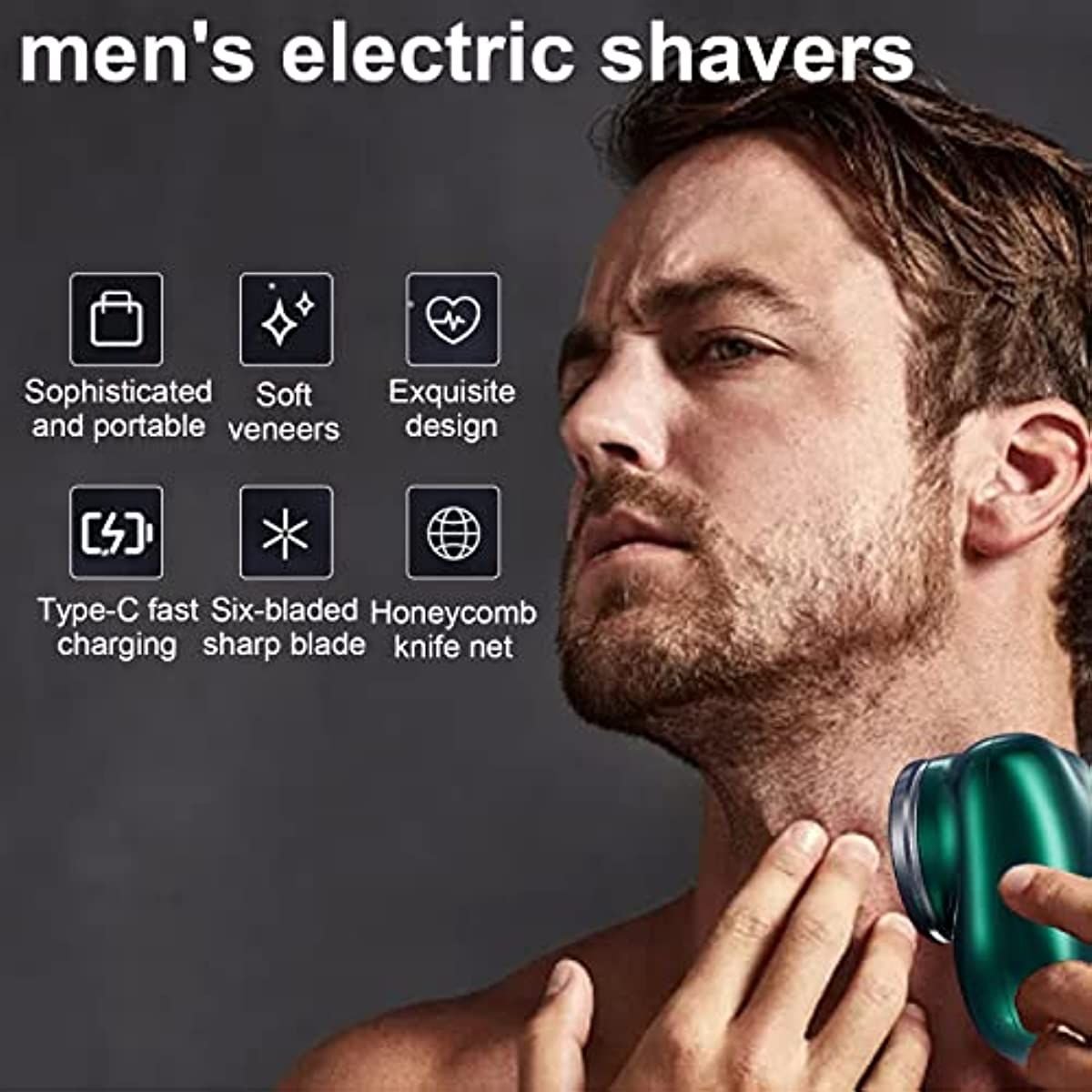 Electric Razor for Men; Mini-Shave Portable Electric Shaver; Pocket Size Portable Shaver -Wet and Dry Mens Razor USB Rechargeable Shaver Charging Easy One-Button Use for Home; Car; Travel (A-Black) 7DAY'S