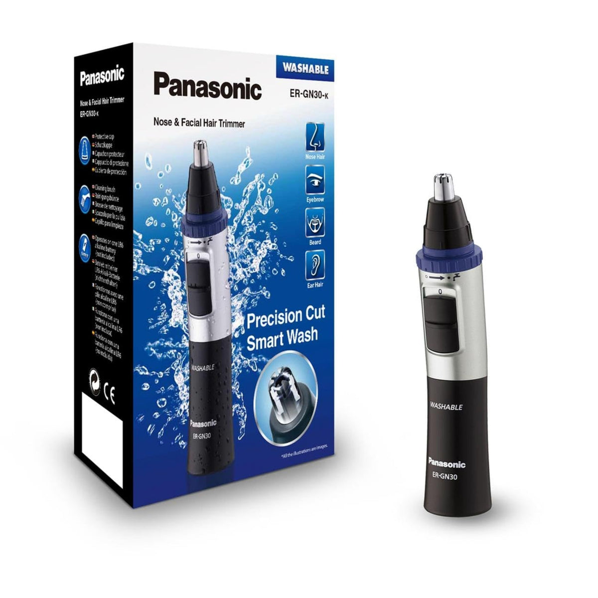 Panasonic Nose and Facial Hair Trimmer - Wet Dry Dual Edge Grooming Tool - ER-GN30-K-MI Balec Group