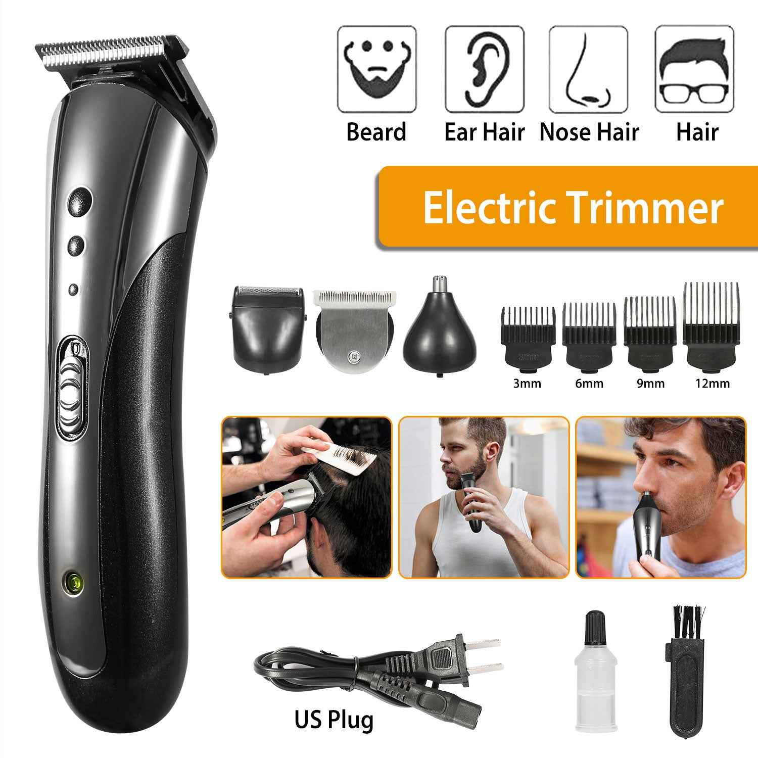 SHINON Men Electric Hair Clipper Trimmer Rechargeable Beard Shaver Razor Nose Trimmer Set GBruno Store