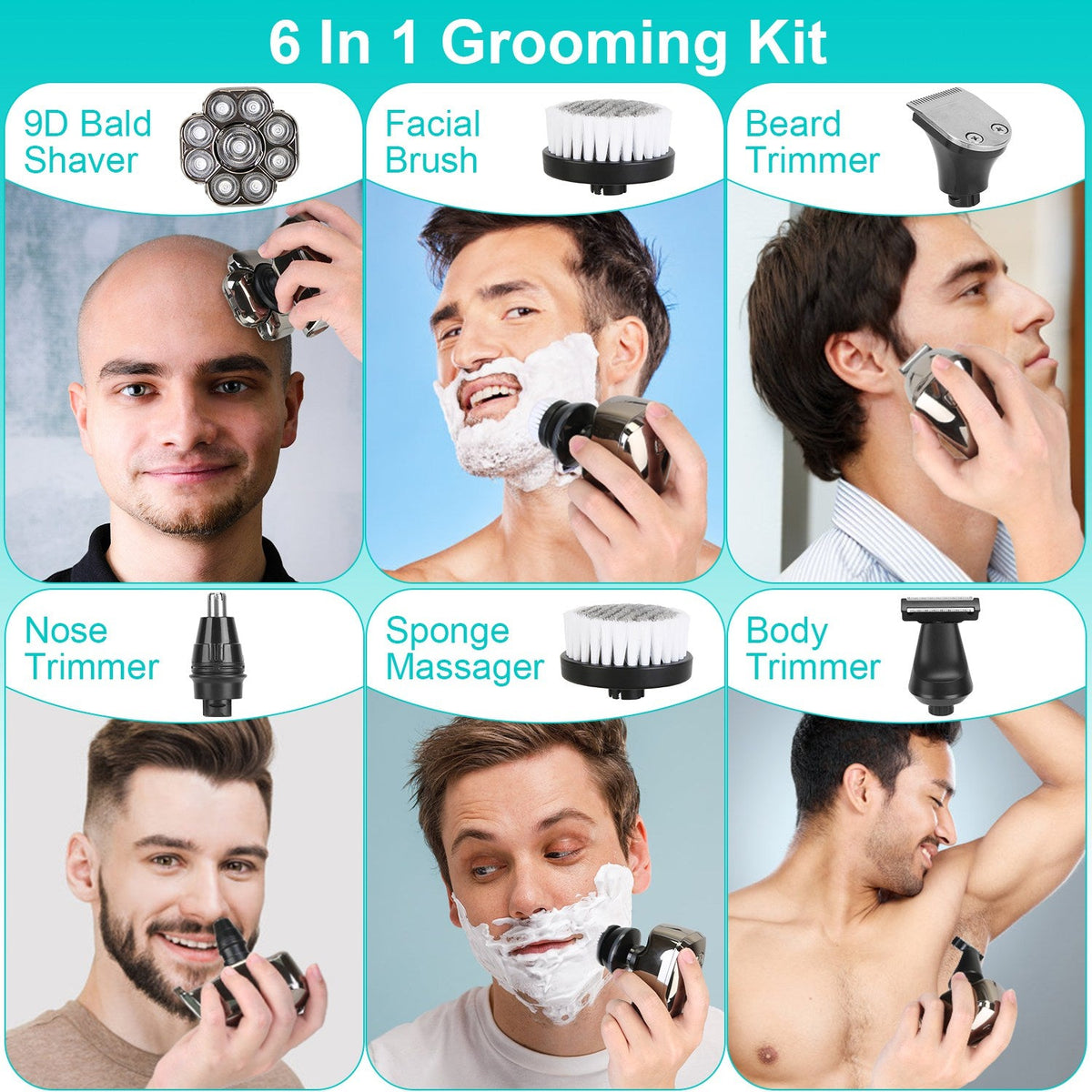 6-in-1 Electric Head Shaver for Men Gamba Beauty