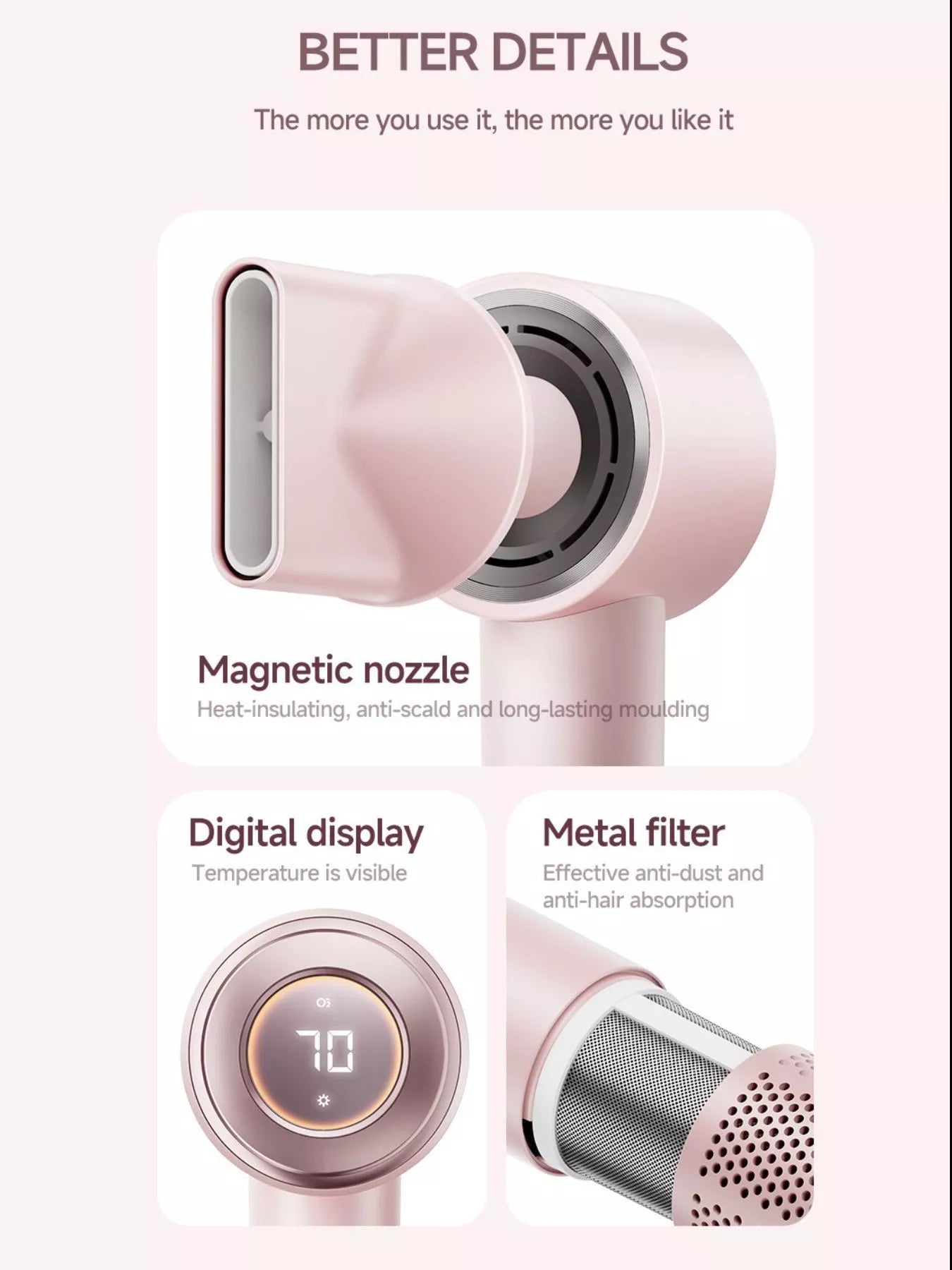 Temperature Control High-Speed Hair Dryer Unique Oils