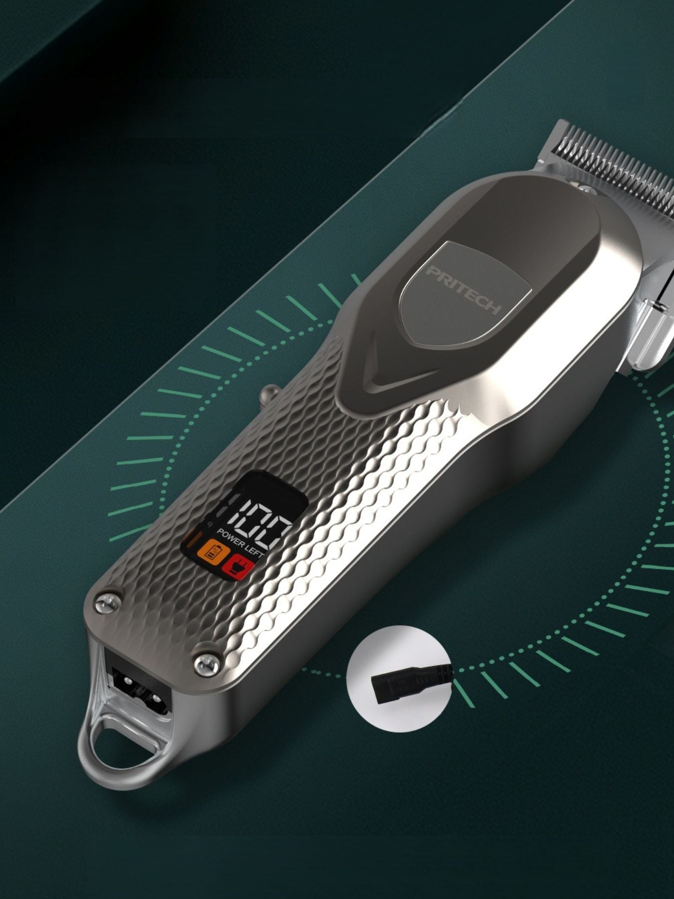 Cordless Hair Clipper with LED Display Unique Oils